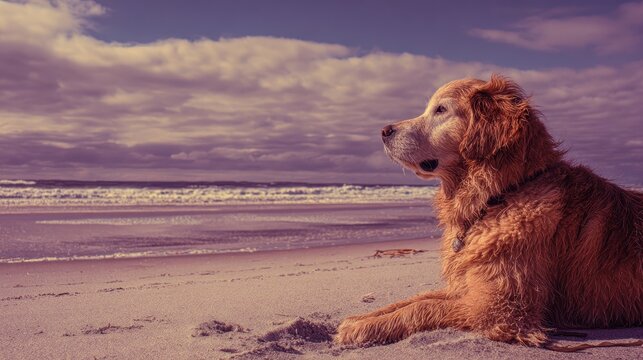 stunning digital image of a dog at the shore