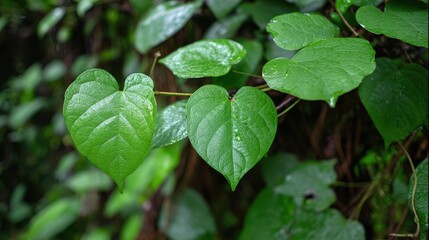 Detailed view of Passiflora foetida leaves a tropical vine with heart shaped leaves native to Southeast Asia