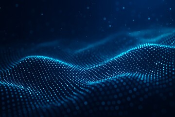 Abstract blue digital waveform with glowing particles