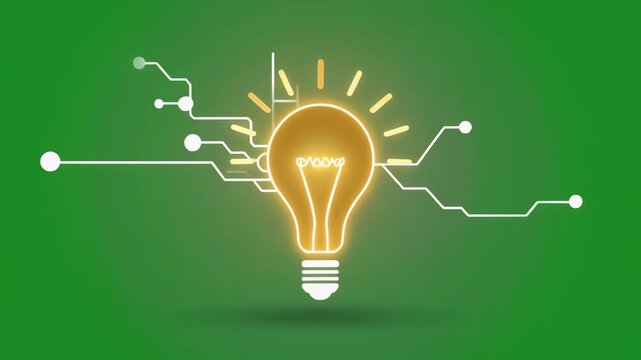 Bright Idea Solution Depicted with Technology Circuitry and Connectivity