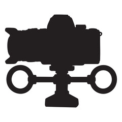 
Digital camera silhouette icon with circular arrows for photography concept