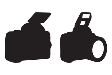 
Digital camera silhouette icon with circular arrows for photography concept
