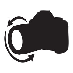 
Digital camera silhouette icon with circular arrows for photography concept