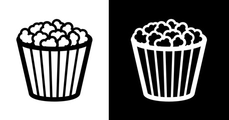 black and white illustration of popcorn icon
