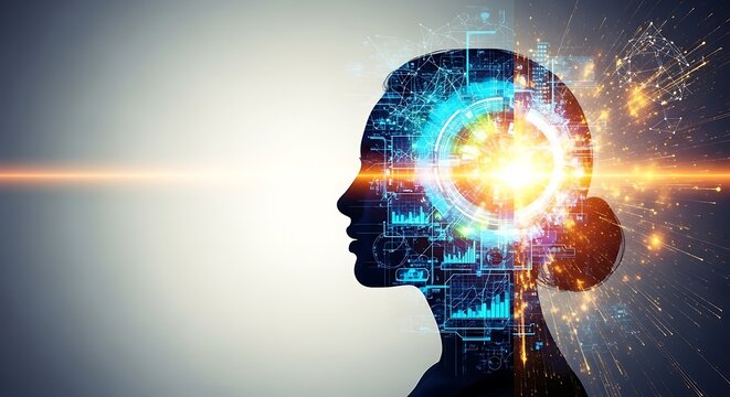 Futuristic Concept of Deep Learning and Machine Learning - Powered by Adobe