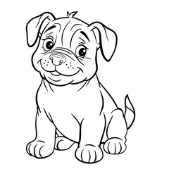 A cute little puppy. Isolated illustration of a dog on a white background in line art style. Illustration for coloring books and children's product design.