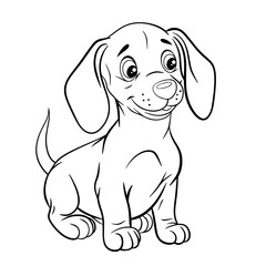 Cute dachshund puppy.. Isolated illustration of a dog on a white background in line art style. Illustration for coloring books and children's product design.