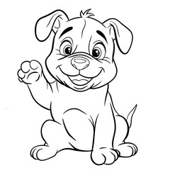 A cute little puppy. Isolated illustration of a dog on a white background in line art style. Illustration for coloring books and children's product design.