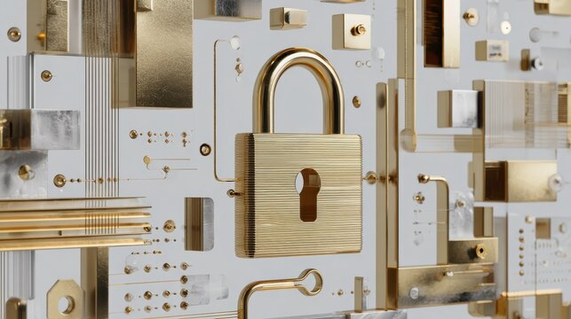 digital background featuring a digital padlock and data technology elements creating an abstract techinspired design with white space for text or product display generative ai