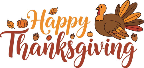 Happy thanksgiving text with turkey design