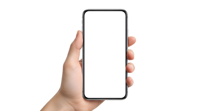 Modern Smartphone Template Mobile App Interface Mockup in Hand on Black Background Displaying Empty Screen Ready for Content Presentation Demonstrating Application Potential User Interface