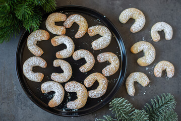 Christmas homemade gingerbread cookies on wooden table