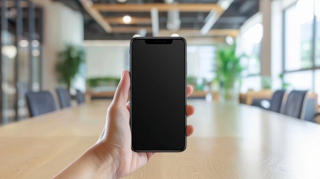 Businessman holding mobile phone on table  a symbol of modern communication and professionalism