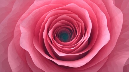 Obraz premium Abstract Close-Up of a Soft Pink Rose in a Geometric Style, Capturing Intricate Petals and Vivid Color Gradients for Elegant Backgrounds or Designs