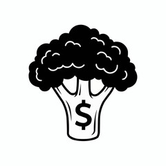 Invest in healthy eating habits for financial wellness, a broccoli tree with a dollar sign showcases growth and prosperity, originally a scalable vector graphic