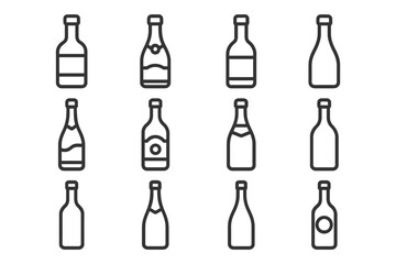 Outline icons of various bottle designs with minimalist style.