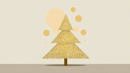 A sparkling spiral Christmas tree decoration with gold and silver glitter accents floating against a soft neutral background