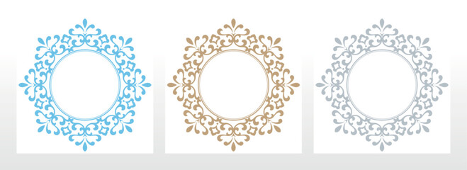 Set of decorative frames Elegant vector element for design in Eastern style, place for text. Floral colored borders. Lace illustration for invitations and greeting cards