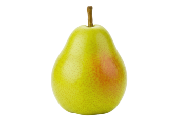 Isolated fruit showing a green pear with a short stem ready to eat or use in a recipe