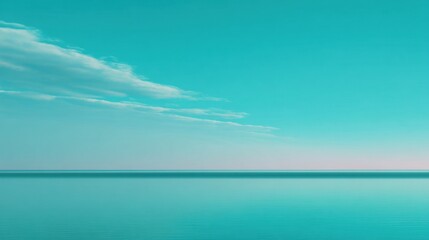 Fototapeta premium Serene turquoise seascape with gentle clouds and a calm horizon creating a tranquil and peaceful atmosphere for relaxation and inspiration