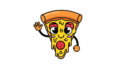 Delightful and cheerful pizza slice illustration brings tasty fun for everyone perfect for posters