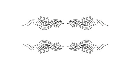 Symmetrical flourish ornamentation with flowing lines and botanical accents on white backdrop