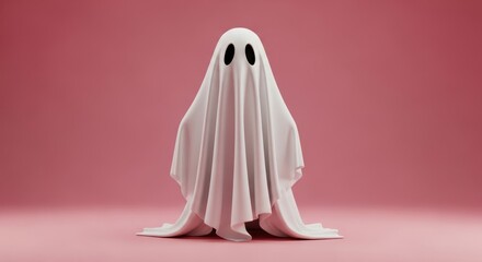 Playful spooky ghost halloween character sheet figure costume apparition spirit phantom isolated