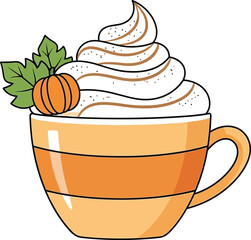 Pumpkin spice latte in a cup for autumn season