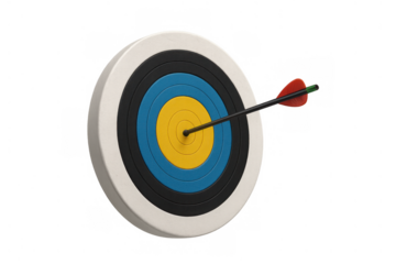 Archery target with an arrow hitting the bullseye, symbolizing precision, goal achievement, success, and accuracy