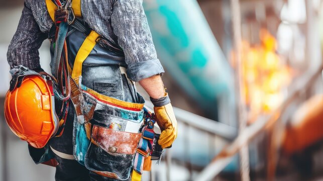 Construction worker standing in a factory setting showcasing safety gear reflecting commitment to industrial professionalism and meticulous craftsmanship captured with clarity