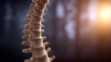 Fototapeta premium Detailed anatomical illust n of a healthy human spinal column with vertebrae and intervertebral discs highlighting spinal structure and support