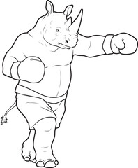 Rhino Boxer Boxing gloves Boxing Animal Vector Graphic Art Illustration