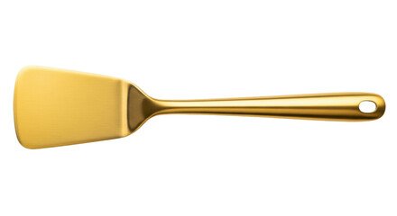 Isolated Metal Spatula Kitchen Utensil, Gold Metal Cooking Equipment For Culinary Use