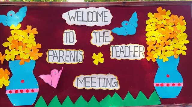 Creative classroom display board for parents teacher meeting event