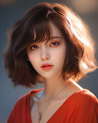 Elegant Asian Blonde Bob – Fashion Portrait