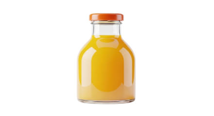 Isolated bottle of orange juice ready for serving on a counter or table, sweet and healthy