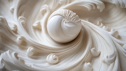 Abstract cream texture with a sphere, evoking serenity and artistic expression