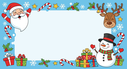 Cute Santa Claus Illustration with Snowflakes – New Year Celebration, Winter Season Holiday Design, Festive Christmas Theme, Adorable Santa Art, Seasonal Greeting and Celebration Concept