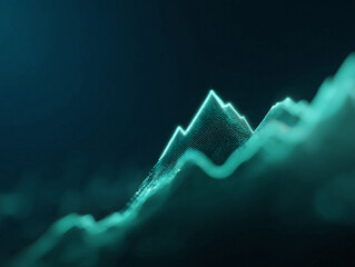 Abstract tech background featuring a rising teal data wave, visualizing financial growth or technological advancement. Perfect for digital presentations and websites.