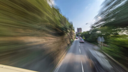 A Hong Kong streets view timelapse from open-top touristic bus during Hong Kong island's touring