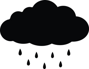 Rainy weather icon vector silhouette