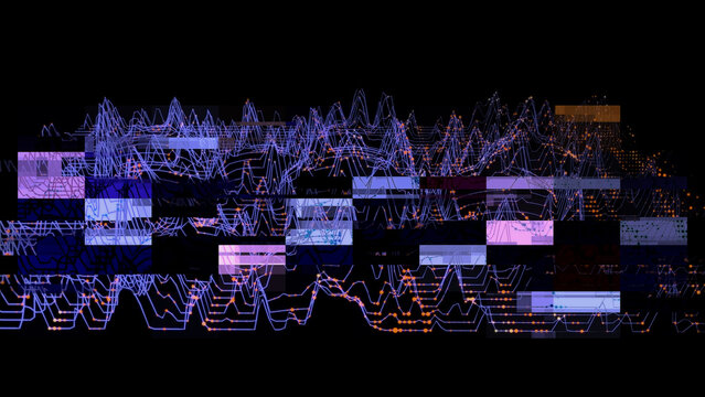 Abstract technology graph background. Futuristic graph data flow in noisy lines.