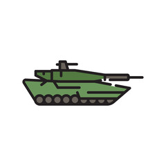 main battle tank color flat icon. Vector isolated element