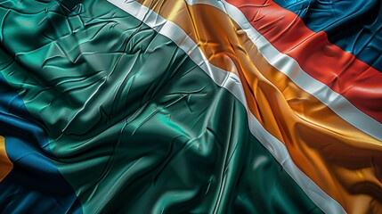 Realistic fabric flag of south africa celebrating independence day with vibrant colors