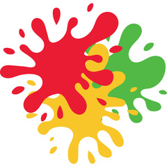 Abstract Red Yellow And Green Paint Splatter Shapes Over Transparent Background Vivid Colors Expressive Artistic Design