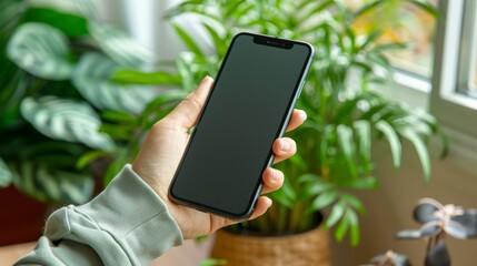 Businessman holding mobile phone on desk, showcasing modern professional communication tools