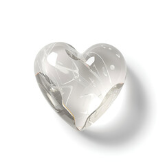 A delicate transparent heart-shaped object made of crystal glass.