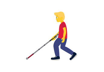 Blind man walking with cane mobility aid person male emoji symbol sign icon vector illustration isolated flat