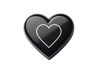 Nlack  heart shaped  symbol of love and romance for design PNG 