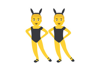 bunny boys men with bunny ears emoji symbol sign icon vector illustration isolated flat